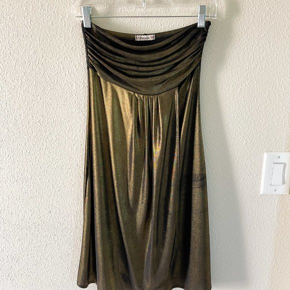 Forever 21 Disco Queen Studio 54 Gold Black Metallic Mini Strapless Dress - Picture 2 of 8